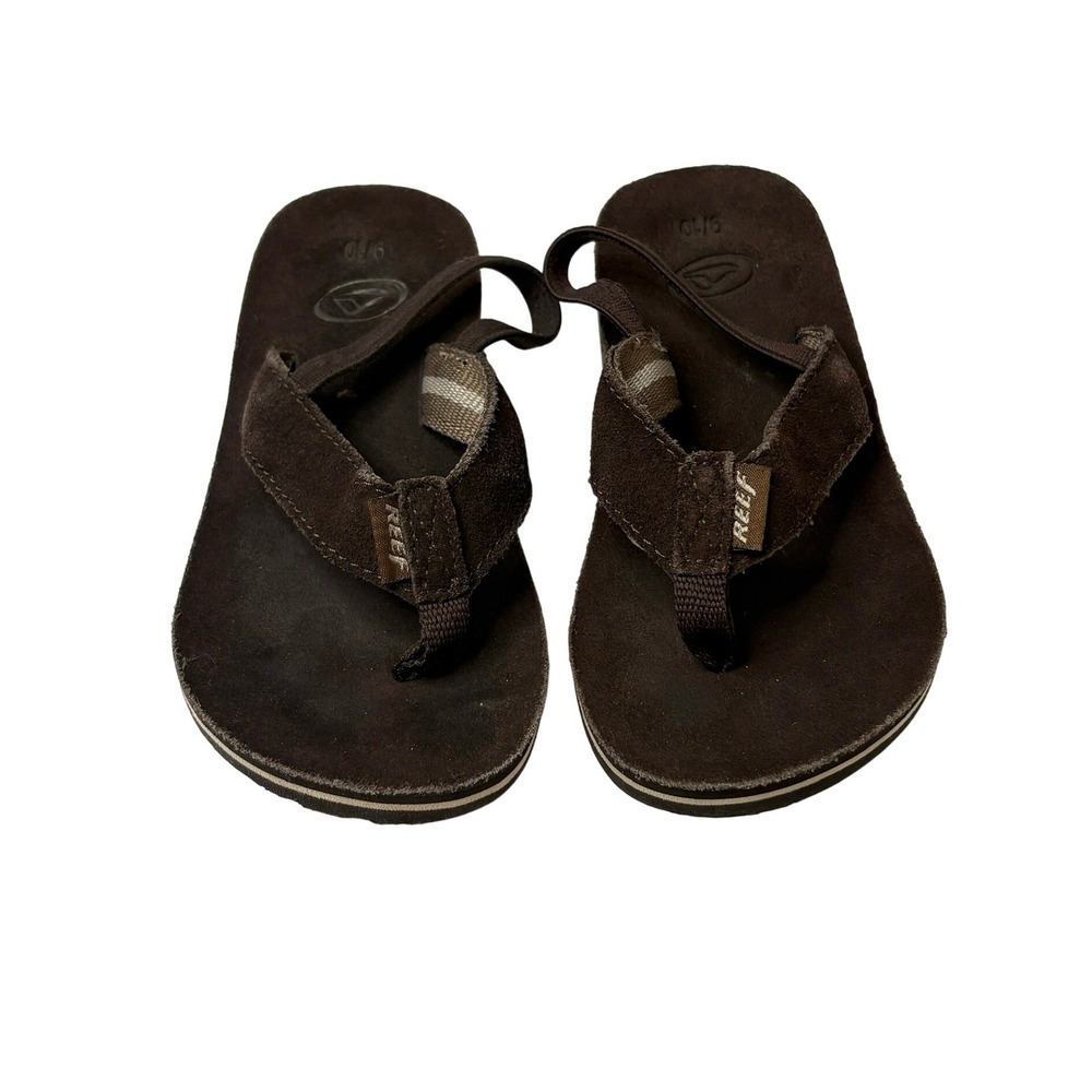 Reef Brown‎ Leather Thong Sandals Flip Flops 9/10 Lightweight Back Strap Toddler